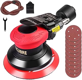 Air Sander with Vacuum 5 Inch da Palm Sander for auto body, High-Speed Random Orbital Pneumatic Sander for Woodworking & Auto Polishing (including 12 sandpaper + accessories)