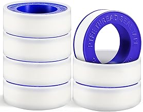6 Rolls Premium Plumbers Tape, Teflon Tape, PTFE Thread Seal Tape, High-Density Thread Sealant, for Shower Head, Water Pipes (1/2 in X 394 in)