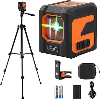 Laser Level Self Leveling with Tripod -100Ft Green Cross Line -Leveler Tool for Picture Hanging,Construction and Renovation (130°)