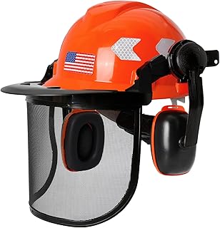 Aolamegs Chainsaw Helmet with Face Shield and Ear Muffs-3-in-1 Arborist Helmet with Ear Protection and Full Face Shield Mask for Weed Whacking/Lawn Mowing,Forestry Helmet for Grinding and Tree Cutting
