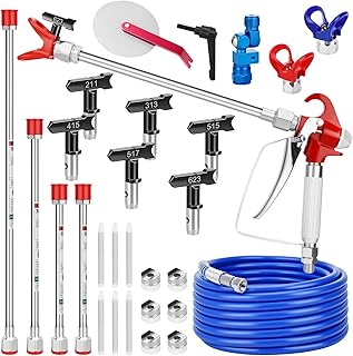 22 Pcs Airless Paint Sprayer Gun Kit for House Painting, Airless Spray Gun with 6 Reversible Spray Tips, 6 Filters,4 Extension Rod,High-Pressure Hose,2 Tip Guard and Guide Accessory Tool