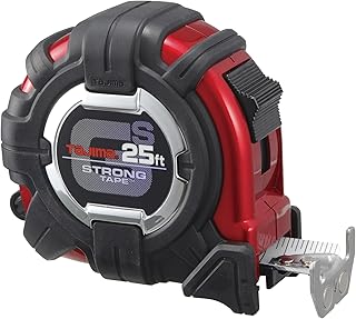 TAJIMA Tape Measure - 25ft x 1in GS-Lock Measuring Tape with Horned Magnetic Hook & Compatible Clip - GS-MC25BW