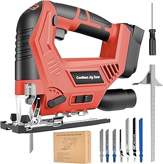 Jigsaw Compatible with Milwaukee 18V Battery (No Battery), Cordless Jig Saw Brushless Jigsaw Tool with LED Light, 0°- 45° Bevel Cuts, 3 Orbital Settings for Straight/Curve/Circle Cutting
