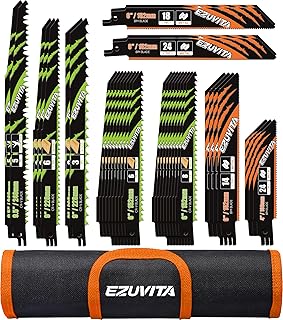 36-Piece Reciprocating Saw Blade Set with Organizer Pouch - Metal&Wood Cutting, Pruning Saw Blades