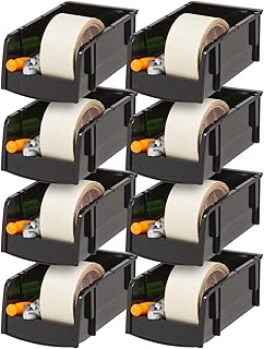 IRIS USA Small Stackable Storage Bins, 8-Pack, 7.5 x 4.5 x 3 inch, |Made in USA|, Plastic Open Front Shelf Bin for Organizing Parts, Hardware, Tools, Supplies, Garage Shelf, Pantry - Black