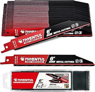 50 Pack,6 inch,14/18 TPI,Reciprocating Saw Blade Set,M42 Teeth with Cobalt Bi-Metal Blades, for Automatic Dismantling Sawzall Blades for 1/16-5/16 Medium Metals