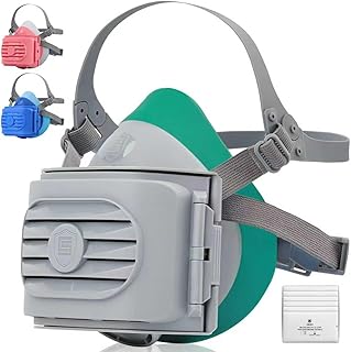 Reusable Half Face Respirator Mask with 6 Filters,2818 Food-Grade Silicone Dust Mask for Painting,Cleaning,Sanding