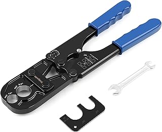 Delgada PEX Crimping Tool 1/2" & 3/4" Combo PEX Crimper Kit for Crimping Copper Rings with Go/No-Go Gauge ASTM F1807 Standard Compliant