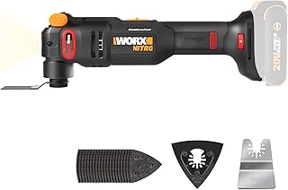 Worx Nitro 20V Cordless Oscillating Multi Tool with 5° Oscillation Angle, VibraFree Technology, Slim-body Design, Tool Only, 23 Pieces Accessories with Carrying Bag, WX698L.9