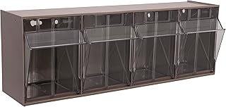 Akro-Mils TiltView Plastic Storage Cabinet with 4 Tilt Out Bins, Horizontal Plastic Parts Organizer, Teacher Toolbox, and Office Supply Organizer, 23-5/8" W x 8-3/16" H x 6-3/4" D, Mocha Raspberry