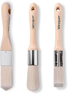 Wesquer 3-Pack 1Inch Paint Brush for Detail Work - Triangle, Round & Square Head Set for Precision Corners, Edging, Touch-Ups, Trim, Models & Small DIY Projects