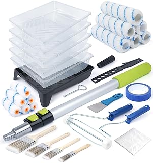 Paint Roller Kit with Extension Pole (2–4 FT) for Walls & Ceilings 30-Piece Home Painting Set with Paint Rollers, Covers, Tray, Frame & Brushes All-in-One House Painting Tools for DIY & Pro Use