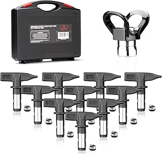 AEROPRO Tools 12Pcs Airless Paint Sprayer Tips Set, 10 Reversible Spray Nozzle Tips, 1pc Nozzle Tip Guard, 1pc Storage Box(210,215,310,313,315,317,413,417,515,517)