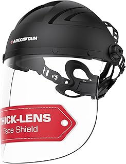 ARCCAPTAIN Anti-Fog Face Shield, Impact Resistant Polycarbonate Full Face Mask with Adjustable Ratcheting Headgear, ANSI Z87.1 Certified for Grinding, Cutting, Industrial Use