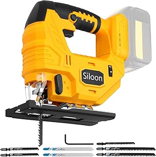 Jig Saw with Dw 20v Battery,Cordless Jigsaw with 7 Speed Variable ​​Up to 3200RPM, LED Light, 45° Bevel Cuts,3 Orbital Settings for Straight/Curve/Bevel/Circle Cutting(Battery Not Included)