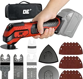 DeForce Oscillating Multi-Tool Kit for Milwaukee 18V Battery, 21000 OPM, 6 Speeds, 3°Cordless Oscillating Tool, 22PCS Accessories, Brushless Motor for Scraping, Sanding, Cutting Wood(No Battery), Red