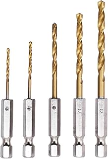 2/5/13Pcs High Speed Steel Titanium Coated Drill Bit Set 1/4 Hex Shank 1.5mm-6.5mm Hexagonal Handle Twist Drill(13pcs 1.5-6.5mm)