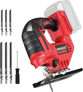 JigSaw Compatible with Milwaukee 18V Battery, NATBEESY Cordless jig saw tool, LED Work Light, 45° Beveled Cuts, Variable Speed 2900RPM, 3 Orbital Action, 6 Blades for Curve Cutting (NOT Battery)