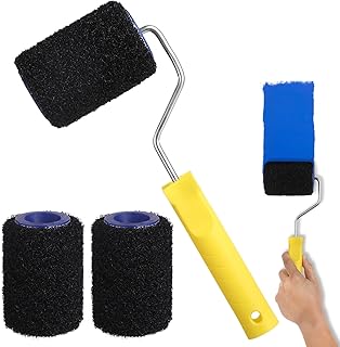 4 Pcs Roller Set for Drywall Compound Texturing, 4 in Nylon Covers with 1 Frame for Finishing Molding Paste, Wall Coatings, and Ceilings