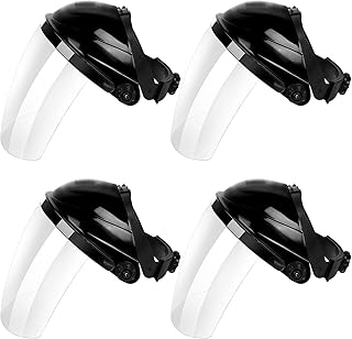 OMISTAR 4 Pcs Safety Face Shields, Full Face Protection Transparent Anti-Fog Work Face Shield with Adjustable Headband for Cooking, Grinding, Cutting, Kitchen, Workshop