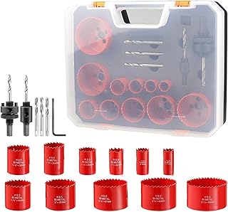 19 Pcs Hole Saw Kit 19-68mm M42 Bi-Metal Hole Saw Cutter Drill Bits Set for Drilling Wood Drill on Tube Gifts for Dad