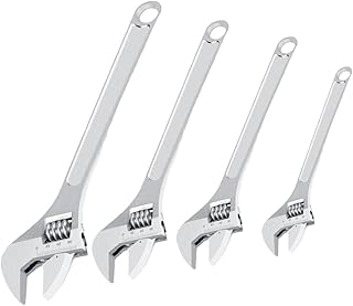 S2 Tool Steel Adjustable Wrench, High Hardness & Triple Chrome Plated, Industrial Strength Open End Spanner for Maximum Durability (4 sets)