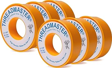 Yellow Gas Teflon Tape, Pipe Thread Sealant, 260" Length 1/2" Width, for Propane, Natural Gas, & More, Pack of 2 (6)