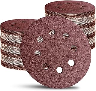 100pcs Sanding Discs Set, 5-Inch 8-Hole Hook and Loop Sandpaper 40 60 80 120 220 320 400 600 Grits Mixed Coarse Sandpapers