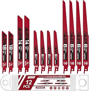 12-Piece Bi-Metal Reciprocating Saw Blade Set，Premium 6 & 8 & 9 Inch Wood & Metal Cutting Saw Blades withstorage Box，Long-Lasting Pruning Blades