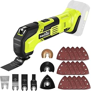 SnapFresh Oscillating Multi Tool Cordless, 20V DIY Tool Kit, 6 Speed, 3.2°Oscillation Angle, Quick-Lock Replaceable, 24pcs Accessories, For Scraping, Blades Sanding, Cutting (Tool Only)