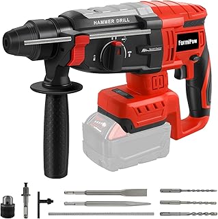 SDS-Plus Rotary Hammer Drill for Milwaukee M18 Battery, 2.6J Impact Brushless Hammer Drill with 4 Mode Operation, 360° Rotating Handle Rotomartillo with 5 Pcs Drill & Chisel Set (No Battery)