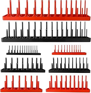 8Piece Metric Socket Organizers Tray Set Sleeve Holder for Toolboxes 1/4" 3/8" & 1/2" Drives Size Tool Storage