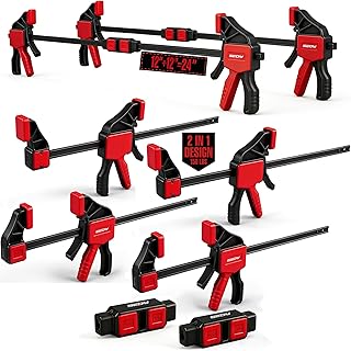 4-Piece 12 Inch Bar Clamps for Woodworking with 2-Piece Clamp Connector, 12" Quick-Release Wood Clamps with 150 LBS Load Limit, Trigger Clamp Set, One-Handed Clamps/Spreader for Woodworking(6 Pack)