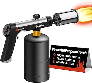 Propane Torch Gun with One-Touch Max Fire, Kitchen Blow Torch with a Safety Lock for Sous Vide Searing Steak, Grill, Charcoal Starter, Campfire(Propane Tank Not Included)