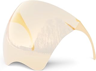 mayoken® Full Face Sunglasses, Futuristic Sun Protection Polarized Face Shield for Men & Women, Anti-Fog Mirror Shield Glasses, Lightweight & Comfortable Transparent Amber