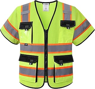 JKSafety Safety Vest for Men Women Hi Vis with Pockets and Cushioned Collar Construction Vest Meet ANSI Standard (BX360)