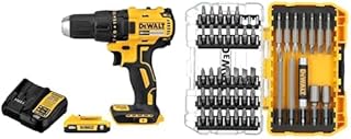 Bundle of DEWALT 20V MAX Cordless Drill Driver Set, 2 Speed, XR 2.0 Ah Battery and Charger Included (DCD777D1) + DEWALT Screwdriver Bit Set with Tough Case, 45-Piece (DW2166)