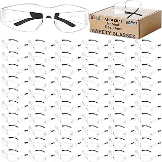 50 PCS Clear Safety Glasses Bulk for Men Women ANSI Z87.1 Protective Eyewear, Scratch & Impact Resistant Safety goggles, Polycarbonate Safety Sunglasses, Construction Lab Work Outdoor