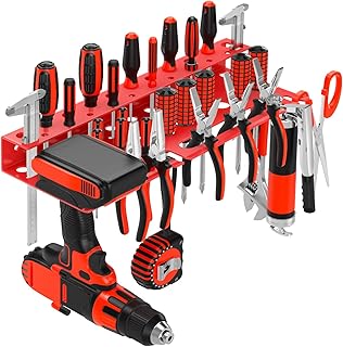 Metal Screwdriver Organizer, Wall Mount Plier Organizer Hammer Holder, Hand Tool Storage Rack for Garage Workshop Workbench(Red, 1PC)