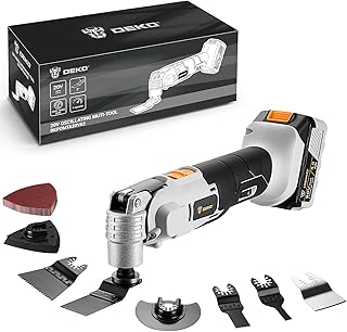 20V Cordless Oscillating Tool: DEKOPRO 6 Variable Speed 3°Oscillation Angle Oscillating Saw, 25Pcs Oscillating Multi Tool Kit for Cutting Wood Drywall Nails Remove Grout & Sanding (Battery Included)