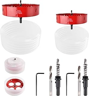 6Inch & 4Inch Hole Saw for Recessed Lights and Can Lights Hole Saw Dust Bowl Kit with Dust Bowl Drill Hole Cutter Kit for Wood, Ceiling, Plastic and Metal,Bi-Metal Construction