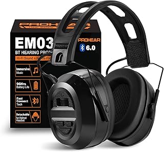 PROHEAR 039 Bluetooth 6.0 Hearing Protection with Hi-Fi & Loud Audio, 4 Week Runtime Rechargeable 1500mAh Battery, OSHA Compliant Noise Reduction Safety Earmuffs for Mowing Workshops Snowblowing