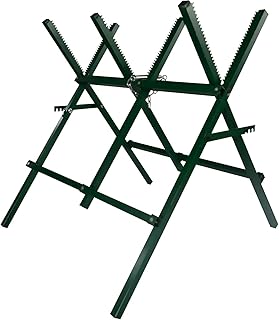 Sawhorse with Chainsaw Holder for Log Cutting - Heavy Duty Steel Folding Saw Horse Stand Firewood Cutting - 260LBS Load Capacity