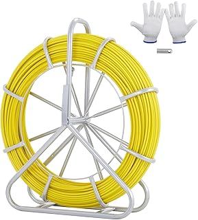 Fish Tape Fiberglass 600/656ft Duct Rodder Fishtape Wire Puller Fishing Tools Walls And Electrical Conduit Non-Conductive For Beginners DIY Use(600ft)