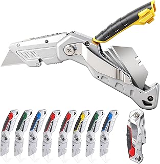 10-Pack Heavy Duty Folding Box Cutter Set with Blade Storage, Entirety Metal, Professional Utility Razor Knife (Pro Max(Entirety Metal))