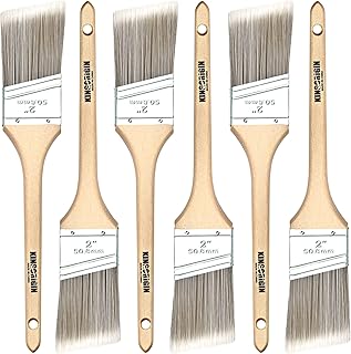 2 Inch Angled Paint Brushes - 6 PCS, Wood Paint Brush Set with Ultra-Dense Soft Bristles for Walls, Trim & Detail Work - Edge Painting Brush
