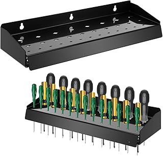 Screwdriver Holder, Wall Mount Storage Rack Organizer for Workshop, Shed, Garage, Home, Stores up to 32 Screwdrivers or Small Tools