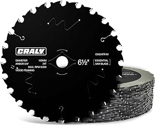 CRALY 6-1/2 Inch 24 Teeth Wood Cutting Framing Circular Saw Blade, 5/8 Inch Arbor, Carbide Tipped, Thin Kerf, for Plywood, MDF, OSB, Laminate, 25-Pack