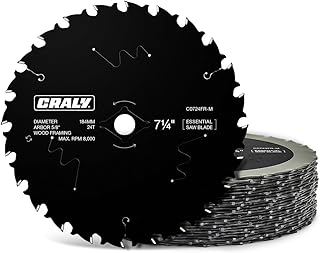 CRALY 7-1/4 Inch 24 Teeth Wood Cutting Framing Circular Saw Blade, 5/8 Inch Arbor, Carbide Tipped, Thin Kerf, for Plywood, MDF, OSB, Laminated, 25-Pack