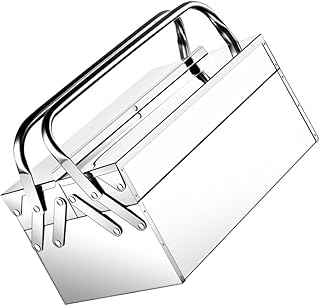 Rustproof Stainless Steel Tool Box Portable Folding Storage Case with Lock Buckle Large Capacity Household Handheld Tools Organizer